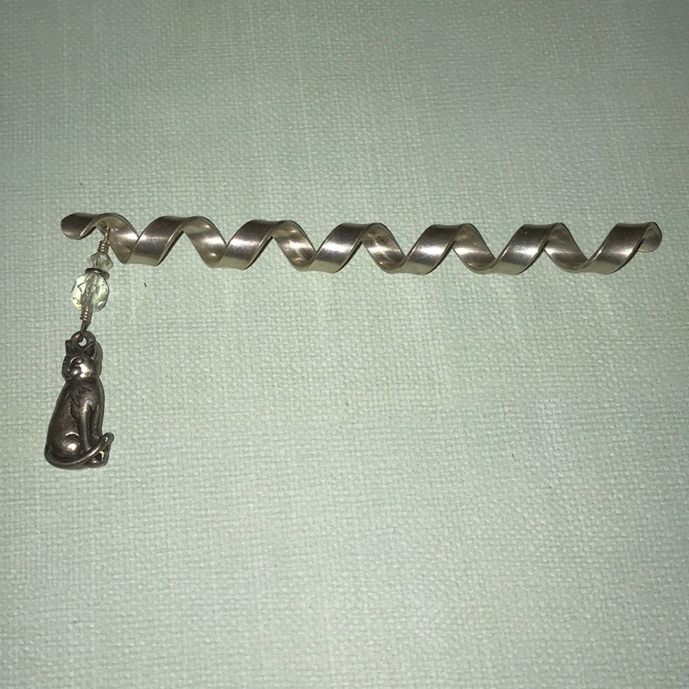 Vintage Pewter Cat Spiral Hair Pin $4 w/ purchase!